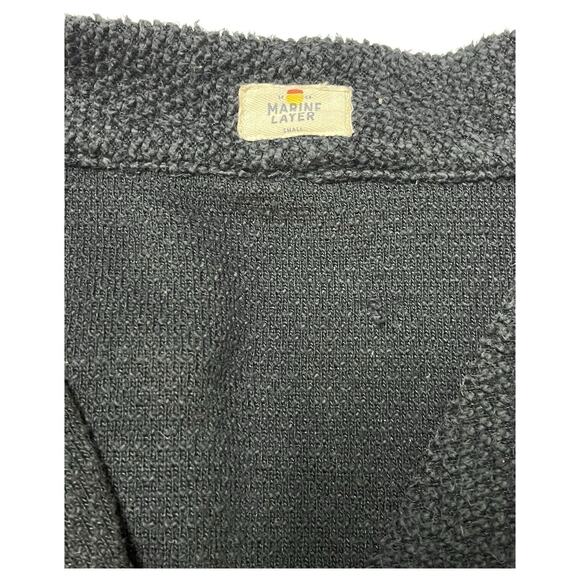 Marine Layer Cardigan Sweater Womens Small Black Open Front Heavyweight Pockets - Picture 9 of 13